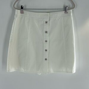 Kate Hill Petite Skort Women's 14P (Waist 32in) Ivory, Cotton Twill Front Snaps